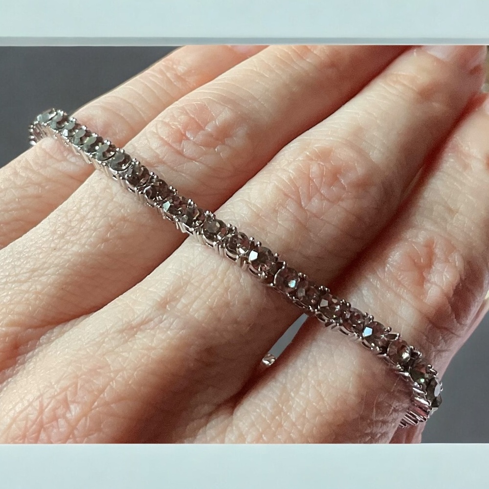 SILVER FLEX TENNIS BRACELET 7” + 1” extender - BLACK